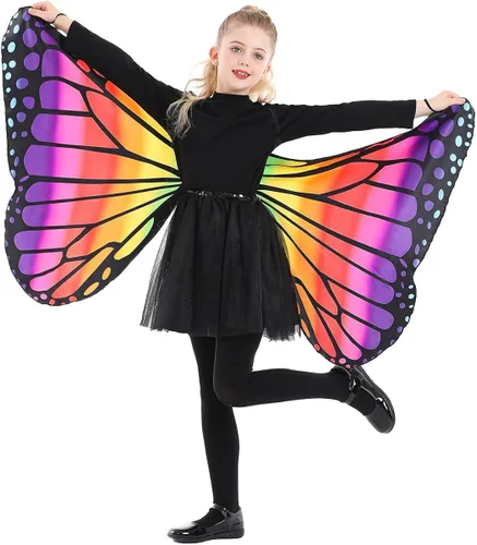 Vista 2 de Seasons Alas de capa de mariposa para niños, talla única, arcoíris