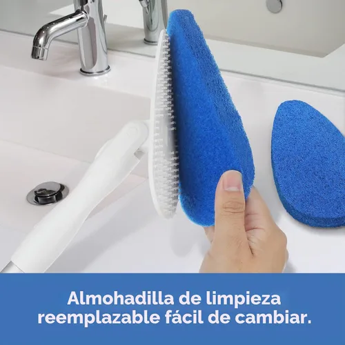 Vista 2 de Qaestfy Paquete de 2 almohadillas de repuesto compatibles con QAE008 Cepillo de limpieza para bañera y azulejos con mango largo, modelo QAE009