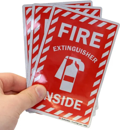 Vista 5 de SmartSign Etiqueta interior para extintor de incendios 4 x 6 pulgadas reflectante de grado de ingeniero, paquete de 3