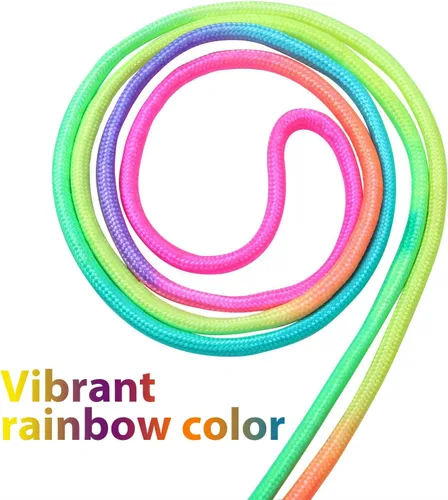 Vista 3 de Elcoho Juego de 6 cuerdas de salto de arco iris, cuerdas de saltar para educación física