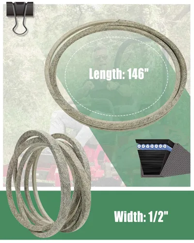 Vista 3 de Cinturón de cubierta de 1/2" x 146" apto para John Deere M154621 Country Clipper D-3727-W D-3727 Exmark 109-5364 Cortacésped, correa de transmisión