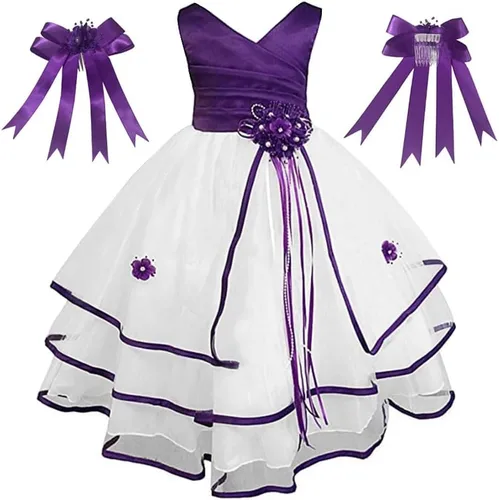 Vista 8 de Hecho en Estados Unidos/lazo para el pelo a juego gratis/niñas grandes y pequeñas niña flor niña comunión boda vacaciones vestido Coral