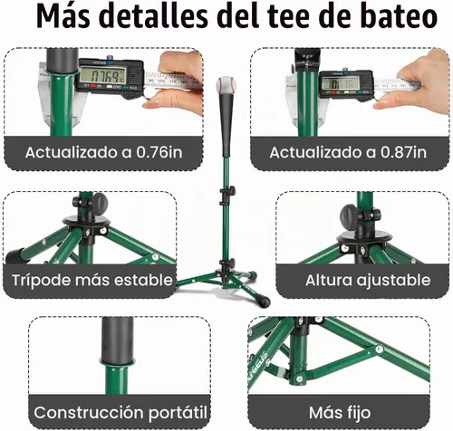 Vista 8 de Baseball Softball Batting Tee, Adjustable Height Tripod Stand