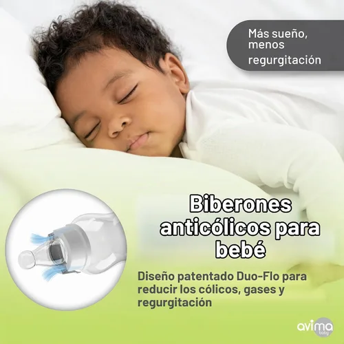 Vista 4 de Avima - Biberones anticólicos para bebé – 4 oz, tetinas de flujo lento – sin BPA, cuello estándar – Etapa 1 para 0–3 meses – Juego de 6