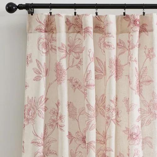 Vista 9 de HLC.ME Brookville - Cortinas de lino con estampado floral, con bolsillo trasero y pestaña trasera, paneles de cortina para dormitorio, comedor