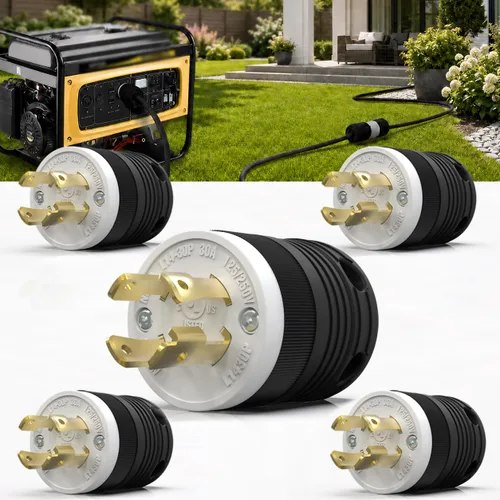 Vista 17 de Paquete de 1 enchufe de bloqueo NEMA L14‑30P de 30 amperios macho 30A 250V Twist Lock L14‑30, enchufe de grado industrial de 3 polos de 4 cables