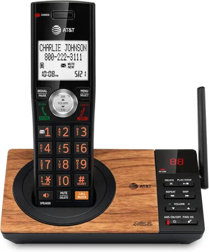 Vista 22 de AT&T CL84107 DECT 6.0 Teléfono expandible con cable/inalámbrico con bloqueador de llamadas inteligente, negro/plata con 1 auricular