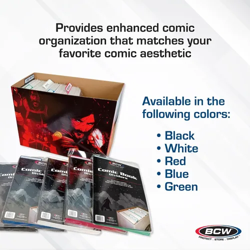 Vista 5 de BCW Separadores para cómics - 25 unidades Separadores de plástico de polietileno archivístico Organiza cómics eficientemente en cajas de Negro