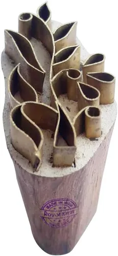 Vista 23 de Royal Kraft Sellos de madera de latón de hoja para impresión de bloques en arcilla, cerámica, tela Btag001