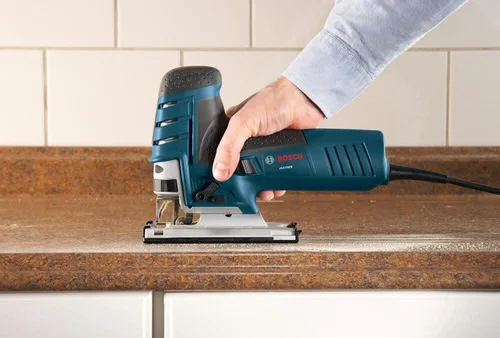 Vista 2 de BOSCH JS470EB - Sierra caladora con agarre de barril con cable, baja vibración de 120 V, velocidad variable de 7 amperios para corte suave de hasta