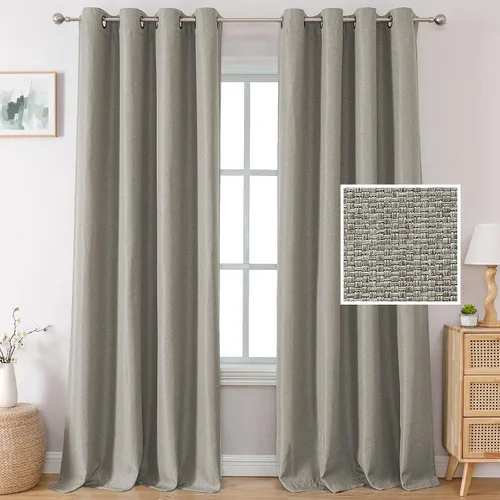 Vista 20 de H.VERSAILTEX Cortinas opacas de lino de 45 pulgadas de largo para dormitorio/sala de estar con aislamiento térmico con ojales, cortinas de lino