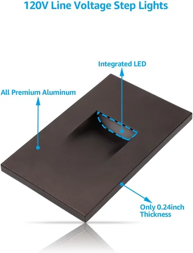 Vista 8 de LEONLITE - Luces LED para escalones de 3CCT 120V, 3.5W 110LM regulables del 5% al 100%, impermeables para interiores y exteriores, verticales, luz