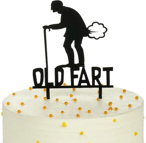 Vista 3 de Decoración de pastel de cumpleaños de anciano humor anciano anciano, humor anciana acrílico feliz cumpleaños pastel Topper, Humor anciano viejo