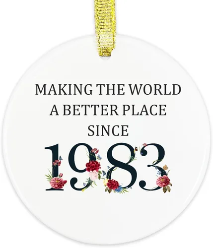 Vista 9 de Regalos de cumpleaños número 60 para mujeres y hombres, adorno de cerámica para el 60º recuerdo - Haciendo del mundo un lugar mejor desde 1963