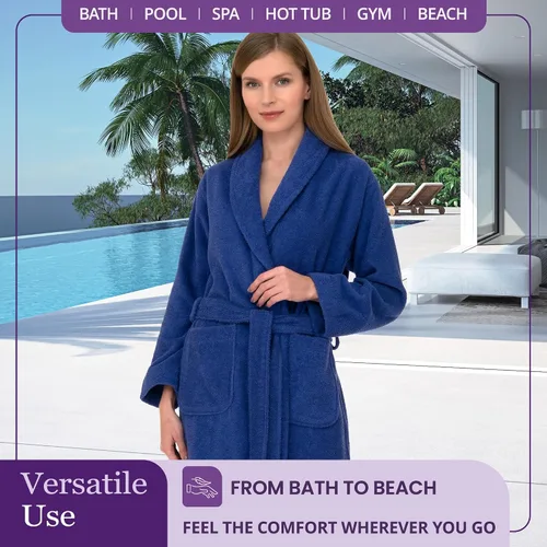 Vista 4 de TowelSelections - Bata de baño de mujer de 100% algodón, estilo chal de rizo corto Angel Falls