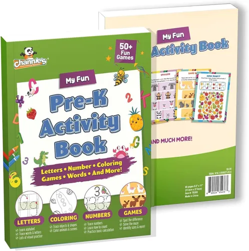 Vista 8 de Channie's Libro de actividades de borrado en seco de pre-K, libro de ejercicios preescolar con divertidas actividades educativas de aprendizaje