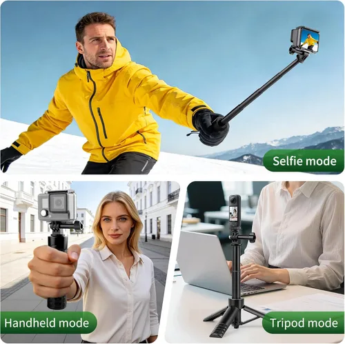 Vista 3 de JOILCAN Mini trípode para selfie stick de 25.2", trípode portátil con mango Cámara de acción Selfie Stick para GoPro Hero 13/12/11/10/9/8/Max