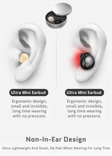 Vista 6 de Yoidesu Mini auriculares invisibles Bluetooth, cancelación de ruido de larga duración, micro pequeños auriculares ocultos, auriculares Bluetooth