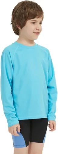 Vista 3 de QBK Camiseta de natación de manga larga para niños, protección solar UV, protección contra erupciones, UPF50+, traje de baño de surf para niños
