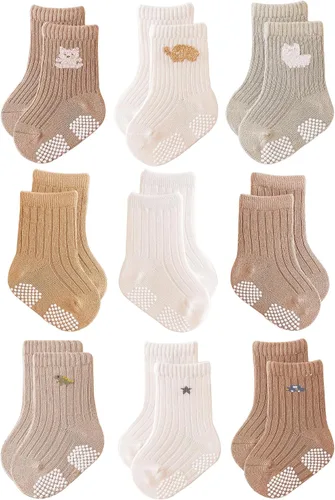 Vista 11 de Calcetines antideslizantes para bebés, calcetines antideslizantes para niñas y niños recién nacidos, calcetines antideslizantes casuales