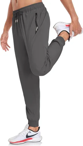 Vista 4 de SPOSULEI Mens Lightweight Athletic Joggers Hiking Sweatpants Quick Dry Running Track Gym Pants with Zipper Pockets