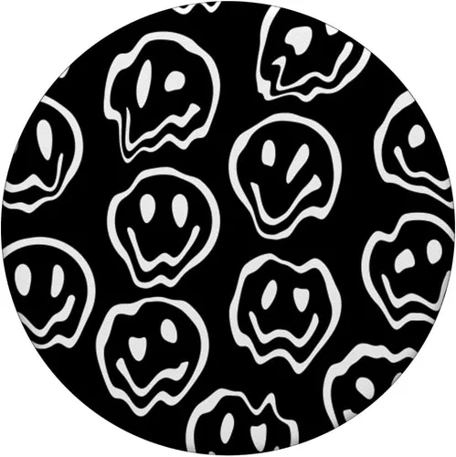 Vista 3 de Melting Happy Face Drippy Negro Blanco Estético Cara triste PopSockets PopGrip estándar