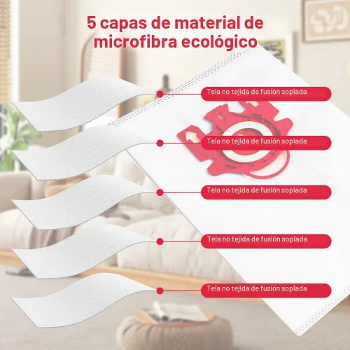 Vista 2 de Hongfa Bolsas para aspiradora Miele tipo FJM, 15 paquetes AirClean 3D Efficiency Bolsa de polvo compatible con aspiradora Miele Compact C2 Compact