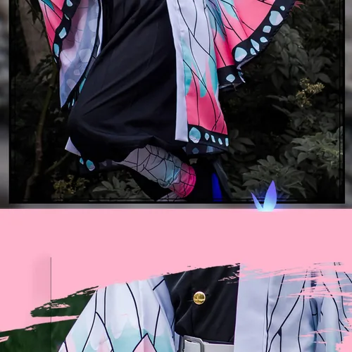 Vista 6 de Disfraz de Kochou Shinobu para cosplay de Shinobu conjunto completo de cosplay