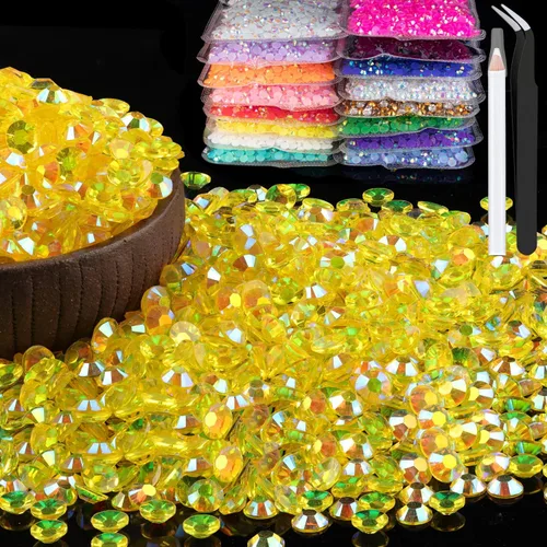 Vista 26 de 15000 diamantes de imitación de resina de 0.079 pulgadas a granel, diamantes de imitación de gelatina redondos negros con parte trasera plana, gemas