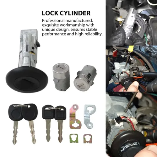 Vista 4 de 7012945 Cilindro de cerradura de encendido con cilindros de bloqueo de puerta delantera y llaves para Chevy Tahoe 2003-06