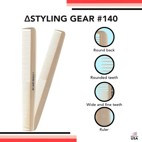 Vista 7 de Styling Gear #140 Peines de peluquero XL Peine de pelo Peines de separación Peines de pelo Trenzado Peine de dientes anchos Peine de barba Peine