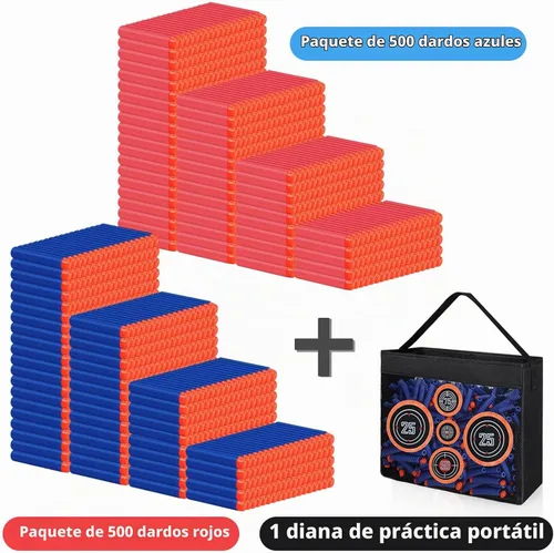 Vista 2 de Pokiiulk Dardos Balas de Repuesto Compatibles con Pistolas Nerf, 1000 Piezas de Dardos de Espuma Compatibles con Fiesta Nerf con Bolsa de Malla
