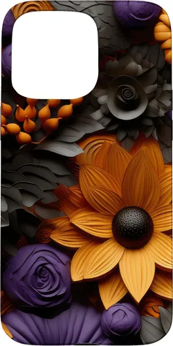 Vista 28 de iPhone 16 Halloween Flores Otoño Calabazas Caso