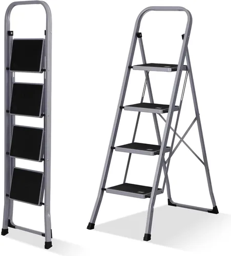 Vista 9 de F2C Escalera de 2 escalones, taburete de 2 escalones para adultos, taburete plegable de 2 escalones con práctico mango de empuñadura, capacidad
