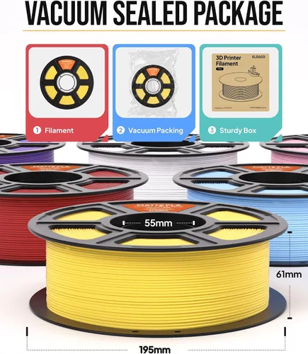 Vista 6 de ELEGOO Filamento de ácido poliláctico (PLA) mate 1.75mm Beige 1KG, filamento de impresora 3D de alta precisión, carrete de 1kg (2.2lbs) Compatible