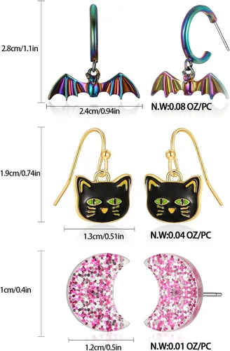 Vista 5 de Pendientes de Halloween para mujer, aretes de otoño esmaltados de moda