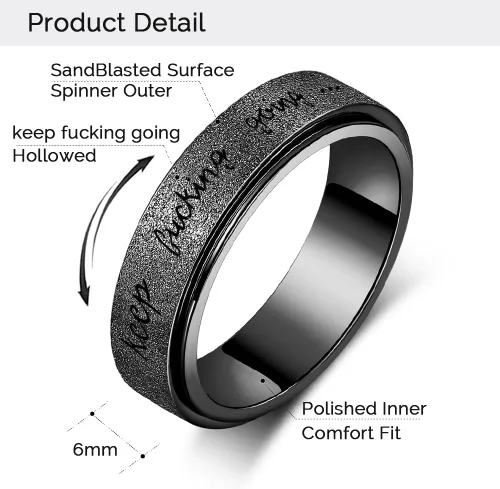 Vista 4 de Anillo Inicial Giratoria de Ansiedad para Mujeres Anillo de Ansiedad para Mujeres y Hombres Anillo de Pulgar para Hombres Anillo Giratoria de Plata