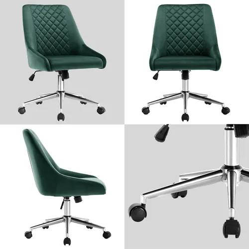 Vista 7 de Duhome - Silla de oficina en casa de terciopelo con ruedas, silla giratoria con respaldo, silla tapizada ajustable para computadora sin brazos