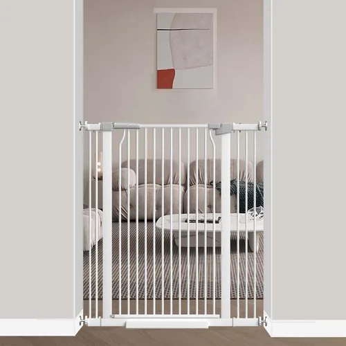 Vista 23 de 40.5" Puerta de bebé extra alta, puerta para mascotas de 29.6"-32.5" extra ancha Montada a presión, Barrera interior a prueba de cachorros, Puerta