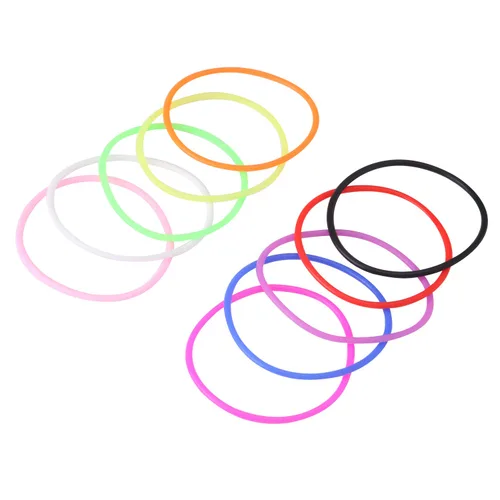 Vista 2 de 120 pulseras de gelatina de silicona, no luminosas, elásticas de los años 80, bandas elásticas para el cabello para recuerdos de fiesta, adultos