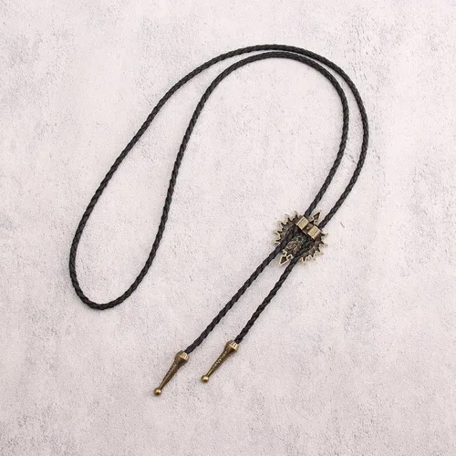 Vista 85 de Jeilwiy Corbata de bolo para hombre, corbata de vaquero occidental, collar de corbata de bolo dorado, corbata de cuero, corbata de Halloween
