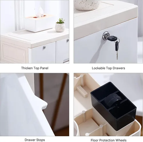 Vista 5 de WOQLIBE Cómoda moderna de plástico de 6 cajones, cómoda de plástico blanco, armario de almacenamiento de plástico con 6 cajones, cajones altos