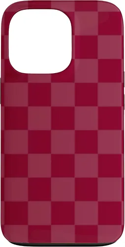 Vista 10 de Funda de diseño simple con diseño a cuadros rojo burdeos para iPhone 16