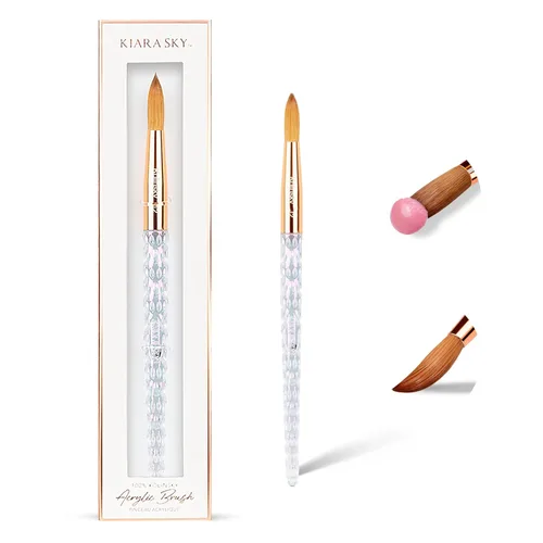 Vista 9 de Kiara Sky Pincel Acrílico #8 - Negro 100% Puro Kolinsky Mango de Corte de Cristal y Resistente al Acetona