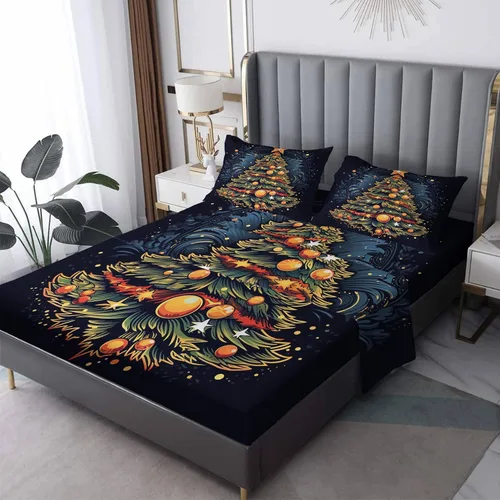 Vista 9 de Sábanas de alce de Navidad tamaño individual – Sábanas de cama de animales del bosque, microfibra suave, bolsillo profundo, sábanas y fundas