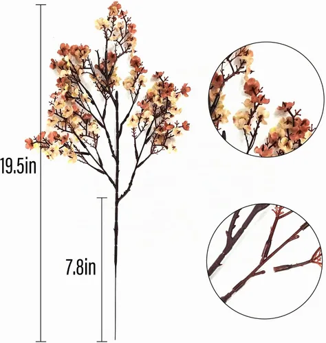 Vista 3 de 5 piezas de flores artificiales de aliento de bebé a granel, flores de tacto real, flores artificiales de seda para decoración del hogar, arreglo