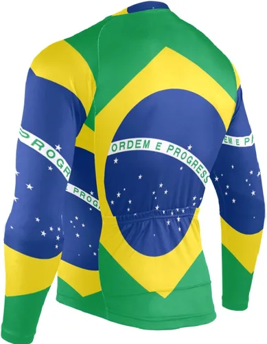 Vista 3 de Camiseta de ciclismo de manga larga para hombre con cremallera completa y 3 bolsillos traseros, Multi, S