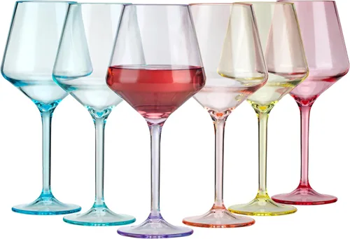 Vista 6 de Copas de vino de plástico con tallo de 16 onzas, vasos acrílicos multiusos, juego de 6 unidades, transparentes, reutilizables, resistentes a