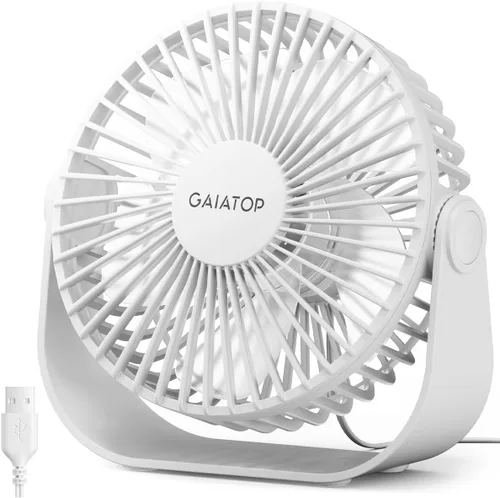 Vista 9 de Gaiatop Ventilador de escritorio USB, flujo de aire fuerte de 3 velocidades, portátil de 5.5 pulgadas, rotación de 90°, refrigeración silenciosa