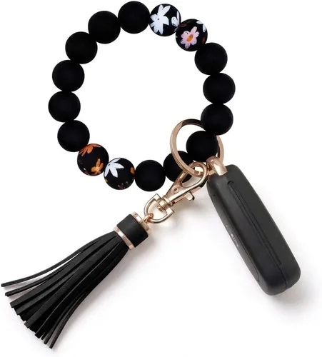 Vista 15 de BIHRTC - Pulsera/llavero para enganchar las llaves del auto, brazalete con cuentas de silicona para mujer Rosado (12mm Pink)